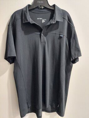 Arc'teryx Men's Size L Captive short-sleeve performance polo shirt Black
